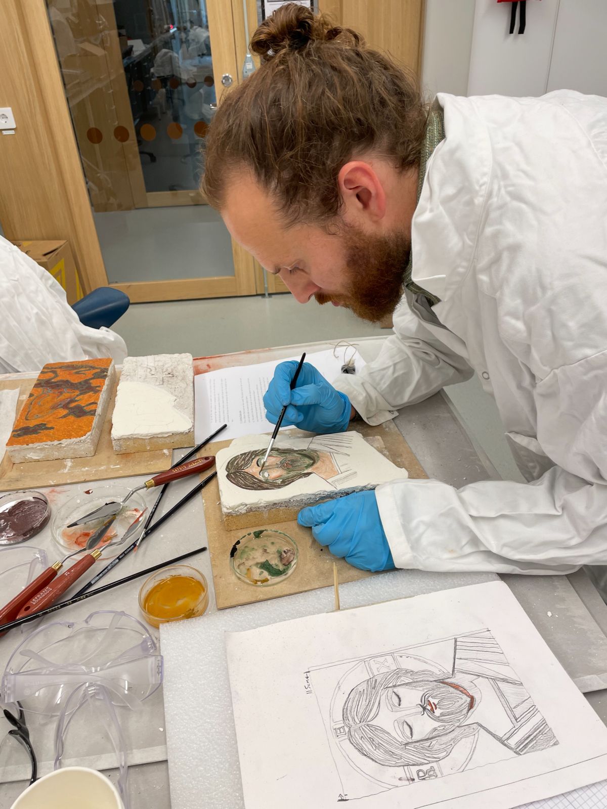 Working on stone object